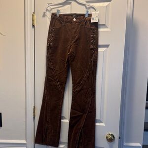 Forever 21 Brown Lace-Up Flare Jeans